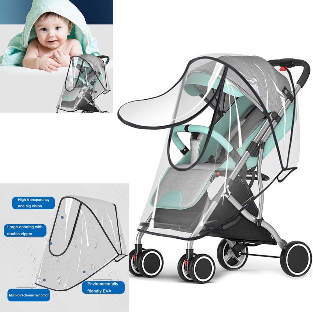2024 Novo Carrinho Transparente Respirável Guarda-Chuva Universal Raincoat Stroller Capa De Pára-Brisas Baby Sunshades Carro Acessórios Para O Brisa Do Vento