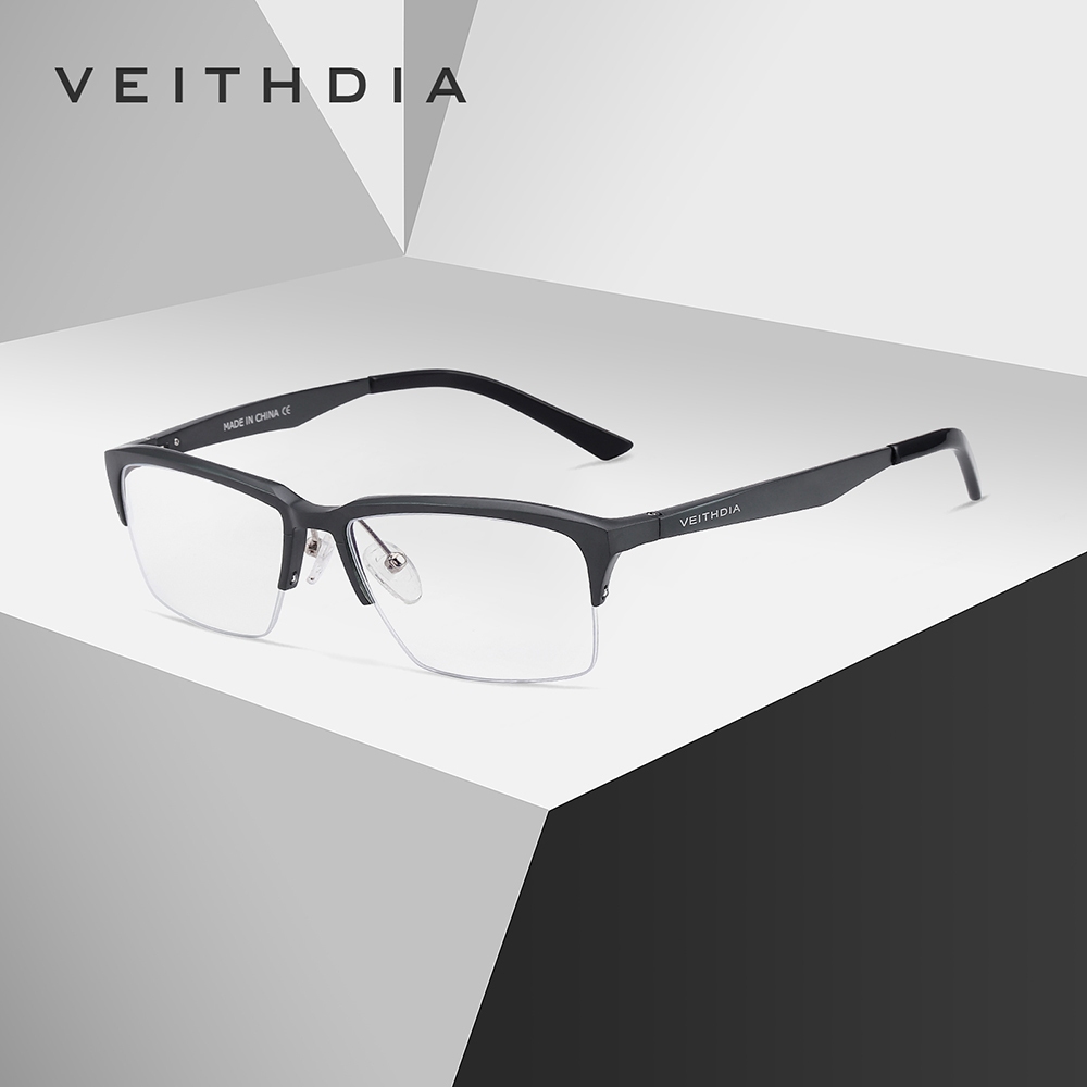 VEITHDI Óculos De Luz Masculina anti-Azul Meia Armação Liga De Alumínio Magnésio Quadrada Simples E Confortável Para Os Negócios 8727 em Oferta na Shopee