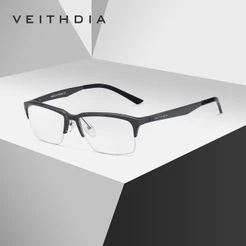 VEITHDI Óculos De Luz Masculina anti-Azul Meia Armação Liga De Alumínio Magnésio Quadrada Simples E Confortável Para Os Negócios 8727
