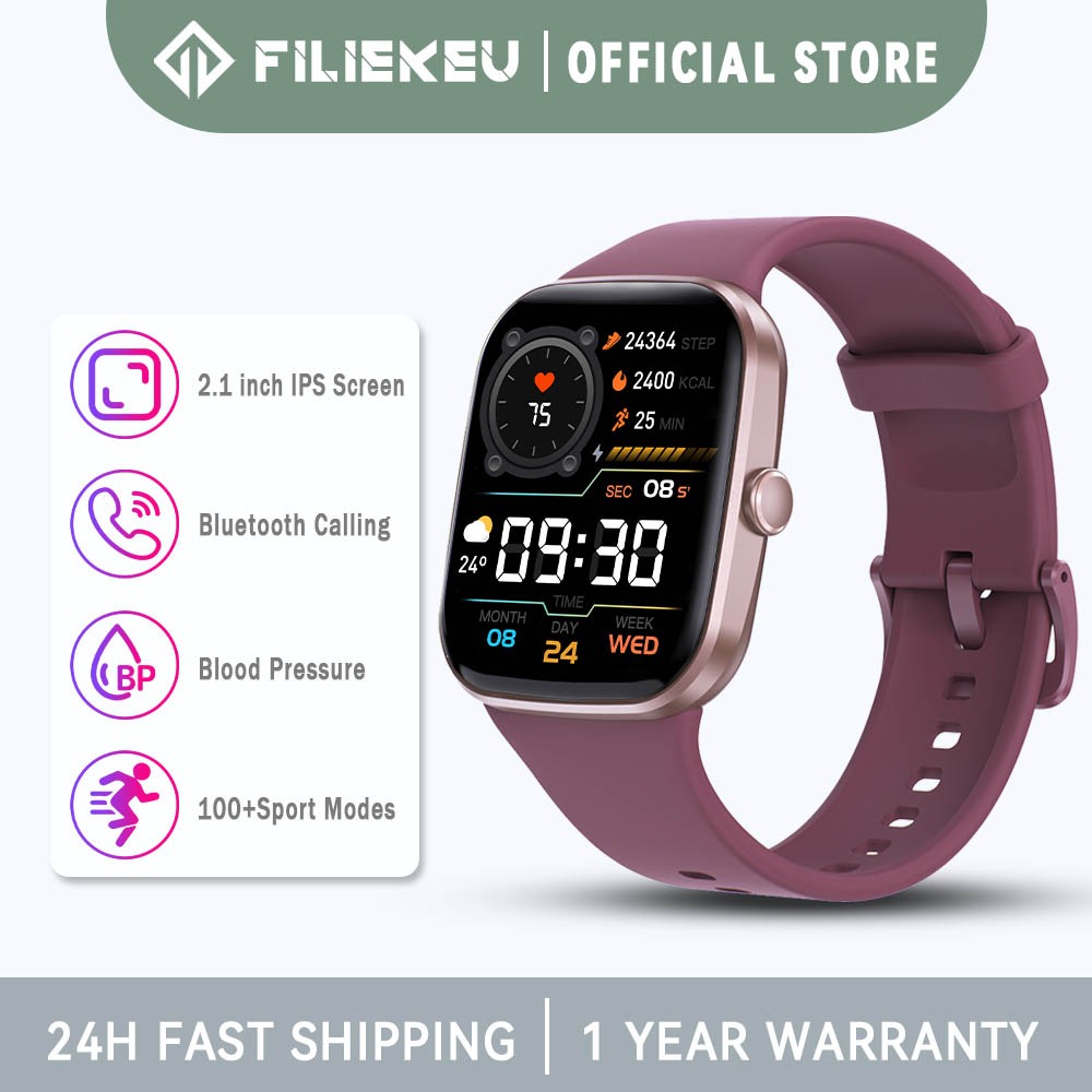 FILIEKEU Relógio Inteligente Para Homens Bluetooth Chamada De À Prova D'água Pressão Arterial Oxigênio Moda Burgundy Silicone Smartwatch Mulher