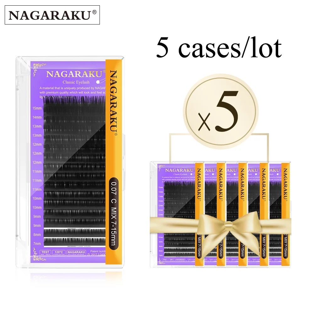 NAGARAKU Cílios Extensão Maquiagem Maquillaje 5 Estojos/Lote Indivídual Cilios Faux Cils