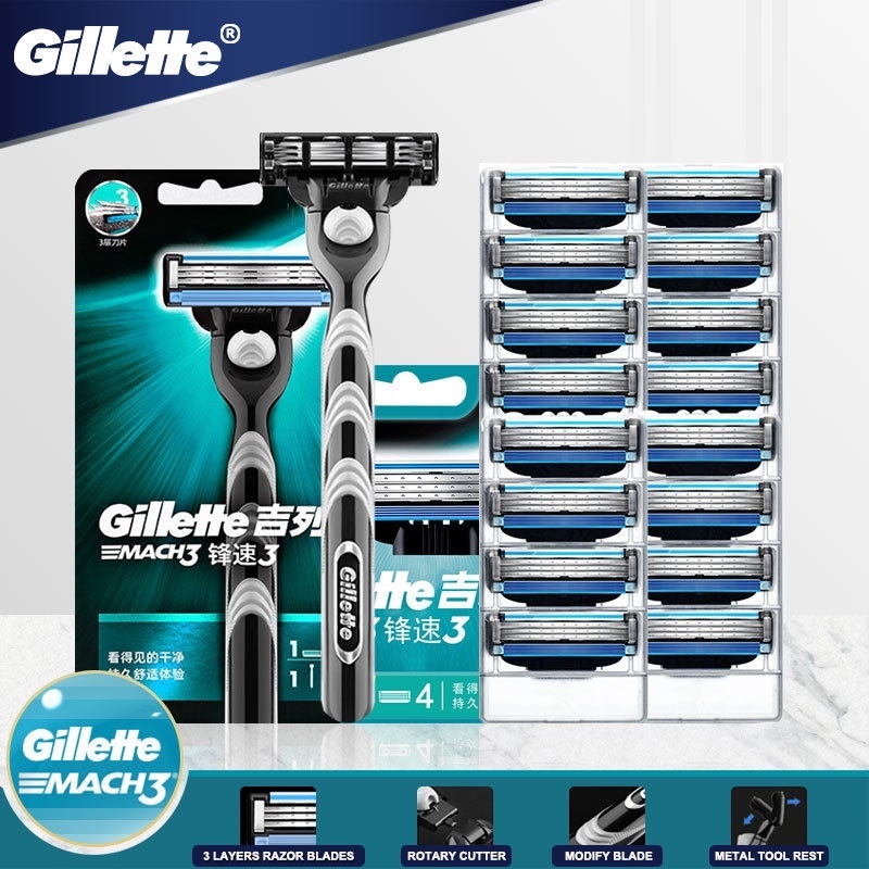 16 Gillette Mach 3 Lâmina de barbear macho Equipamento de barbear com lâmina de barbear lâmina de barbear mach 3 gillette mach 3 barba  navalha  de barbear maquina de barbear masculino