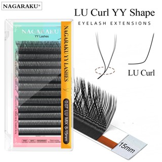 NAGARAKU YY LUshape Extensões De Pestanas Em Forma De 0,07 Espessura 8-12 Mistura Mink Natural Crisscross Tecido À Mão Easy Fan Auto-Ventilador 4D Falsas