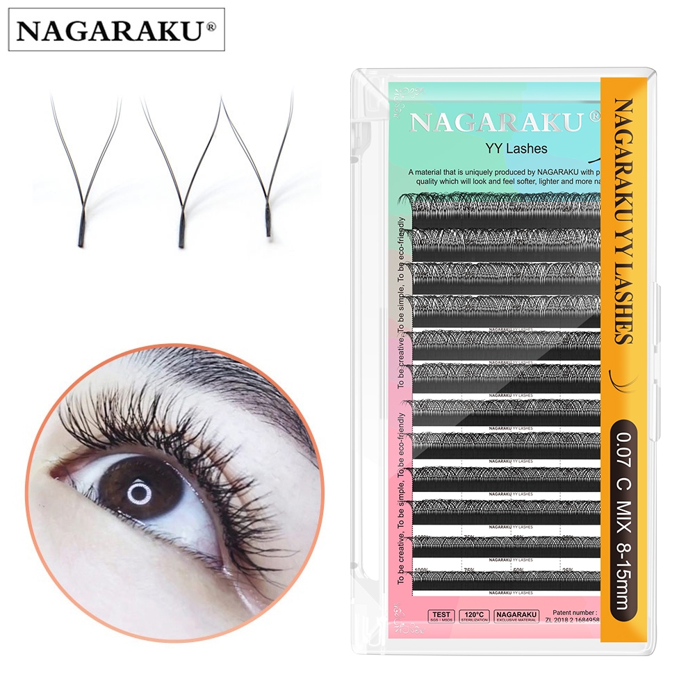 Nagaraku Yy Forma Mão Tecido Premium Mink Luz Suave Cílios Naturais Extensão De Maquiagem Malha Net Cruz Cílios Postiços em Oferta na Shopee