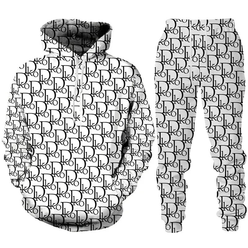 Novo Conjunto De Roupas Esportivas Masculinas Outono E Inverno Personalizado Luxo Impressão 3D Moletom Com Capuz Masculi