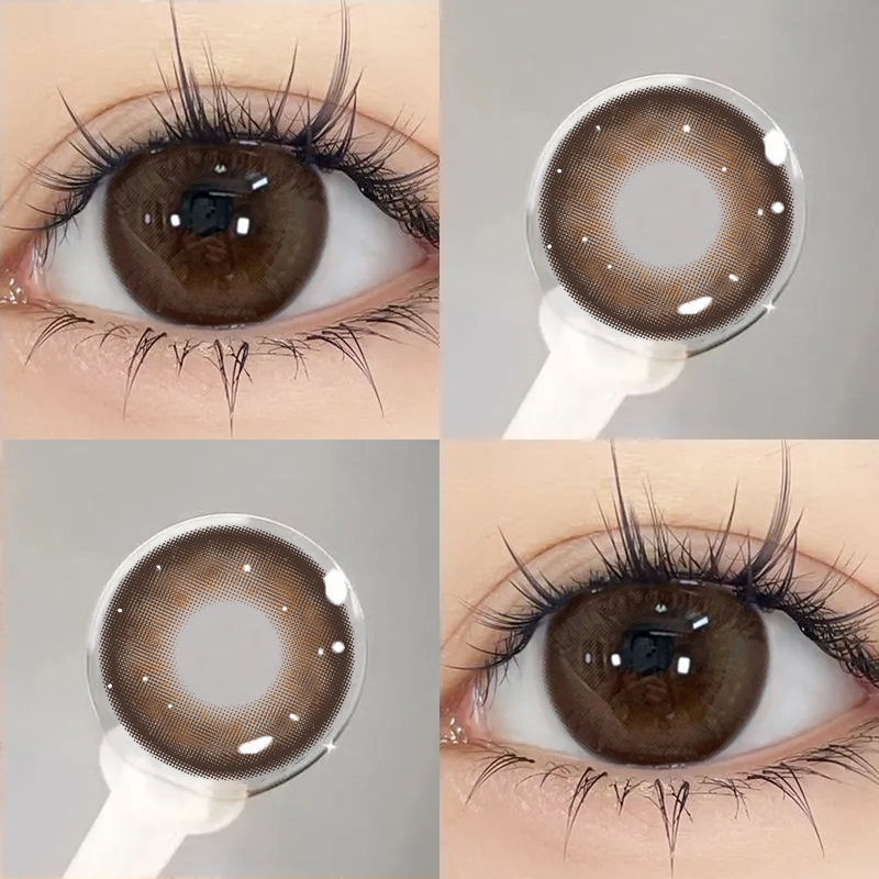 14,5mm Lentes De Contato Coloridas Big Eyes 2pcs Marrons Macias Para Olhos 6 Meses De Uso