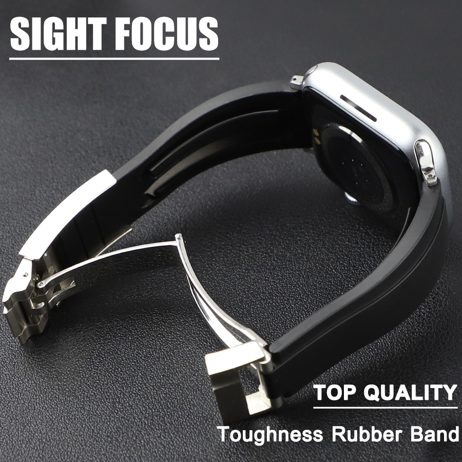 (Fácil De Cortar) Pulseira De Relógio De Borracha Compatível Com A * pple Watch Rolex Band 45 Mm , 44 , 42 , 41 , 40 , 3