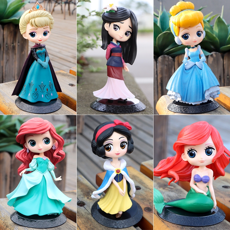 35 Estilo 14cm Q Versão Princesa Branca De Neve Elsa Anna Rapunzel Jasmim Cinderela Sofia Ariel Mulan Alice Arale Figuras De Ação Em PVC Boneca Modelo Doll Toys