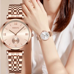 Relógio De Quartzo NIBOSI Original Feminino Simples E Elegante À Prova D'água Da Moda