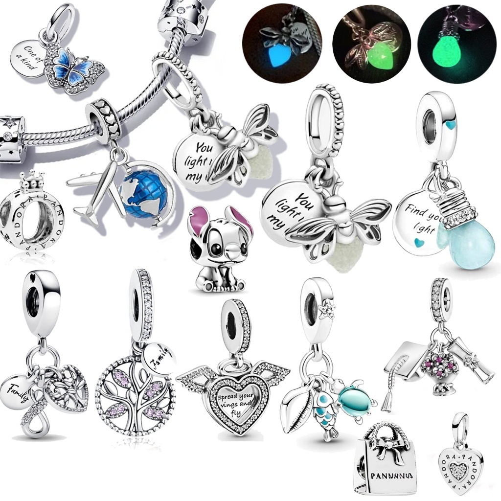 Berloques Firefly Pingente Luz Charme Air Charm Prata 925 Iluminação Charme Pulseira Pingente Joias