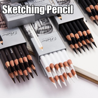 2 Pçs Lápis De Carvão Duro Médio Macio Branco Preto Esboçar Para Desenho Pintura Escrita Papelaria Ferramentas Arte em Oferta na Shopee