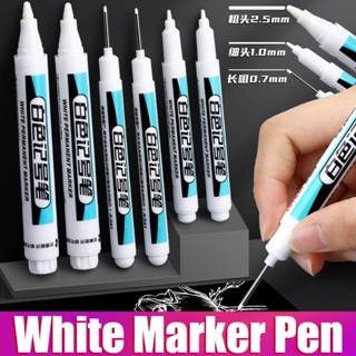 3 Peças Caneta De Tinta Acrílica Branca Permanente Ponta Longa 0.7/1.0/2.5mm Secagem Rápida À Prova D'água em Oferta na Shopee