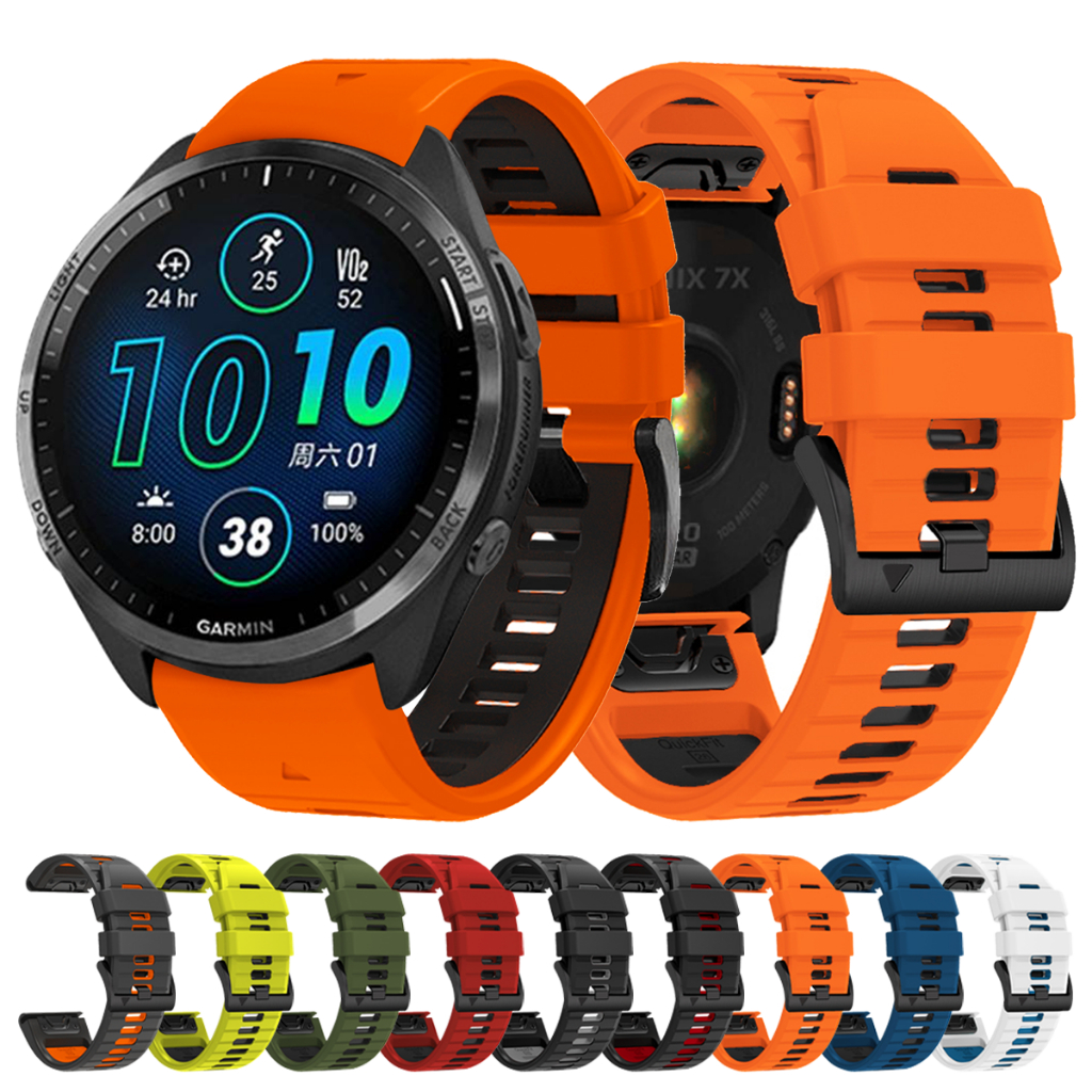Para Garmin Forerunner 965 955 945 935 Fenix 7X 6X Pro 5X Plus/GPS 7 6 7 6 5 5Plus 26MM 22MM Pulseira Esportiva Silicone