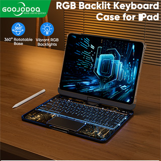 GOOJODOQ Teclado Rotativo Transparente Com Caixa Para O Novo 2024 Air 6 ipad 5 10.9 Pro 11 12.9 Gen9 8 7 10.2 3 2021 2022 em Oferta na Shopee