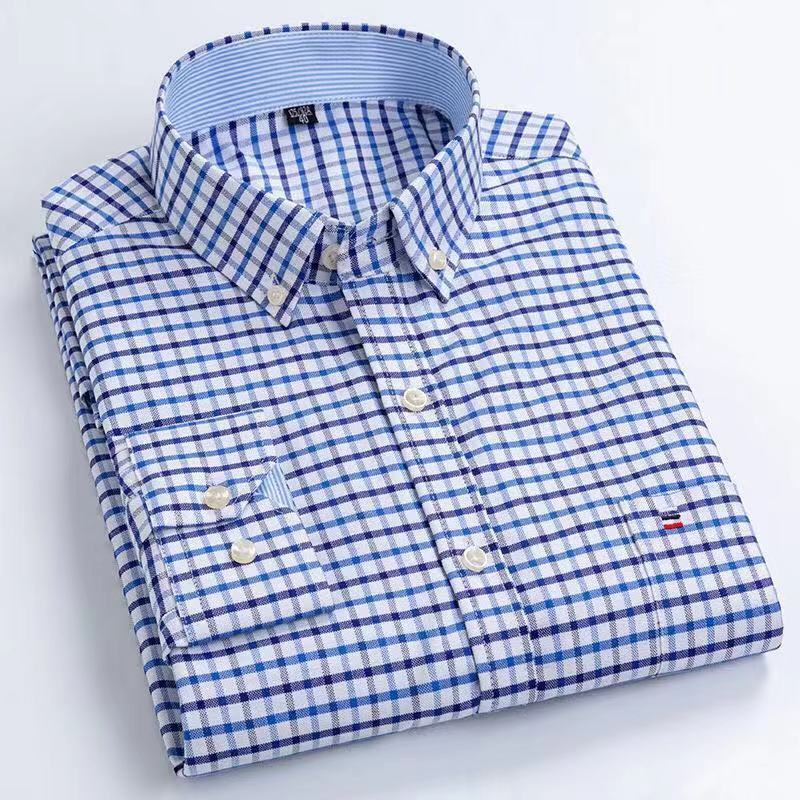 Casual 100% Algodão Manga Longa Oxford Plus Size Camisa Social Masculina Estilo Coreano Homem Blusa