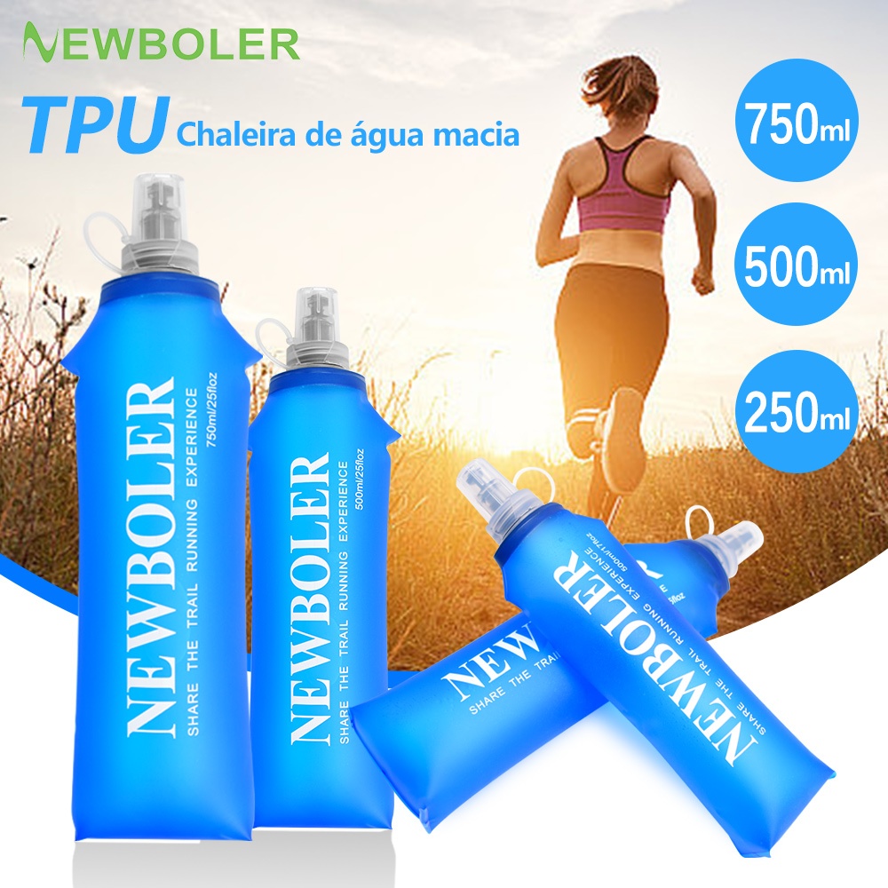 Newboler 750ml 500ml 250ml TPU Frasco Macio De Água Dobrável Saco Pacote De Hidratação Reutilizável Para Caminhadas De Acampamento Esportivo Ao Ar Livre em Oferta na Shopee
