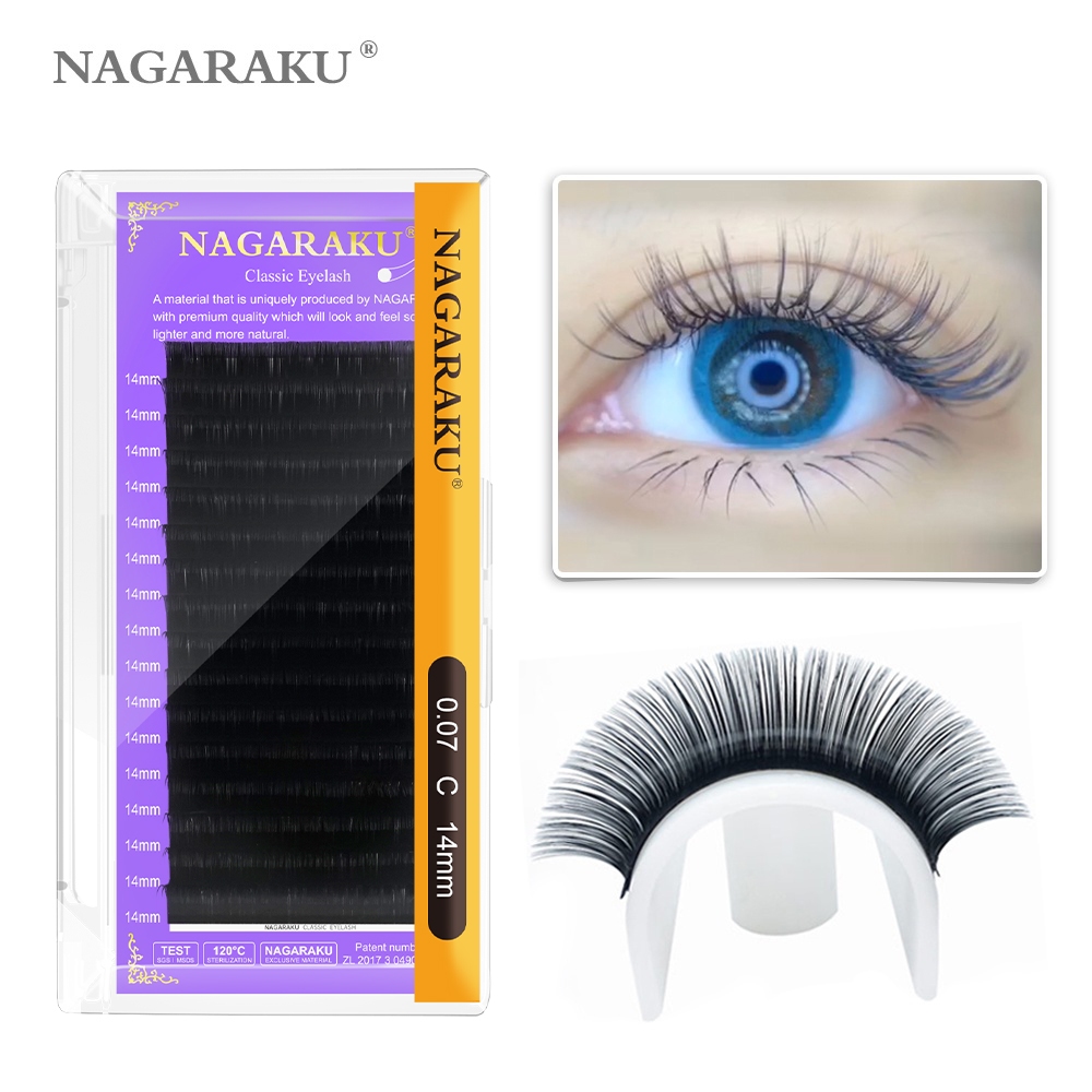 NAGARAKU Extensões de Cílios de Comprimento Individual Suave Preto Fosco em Oferta na Shopee