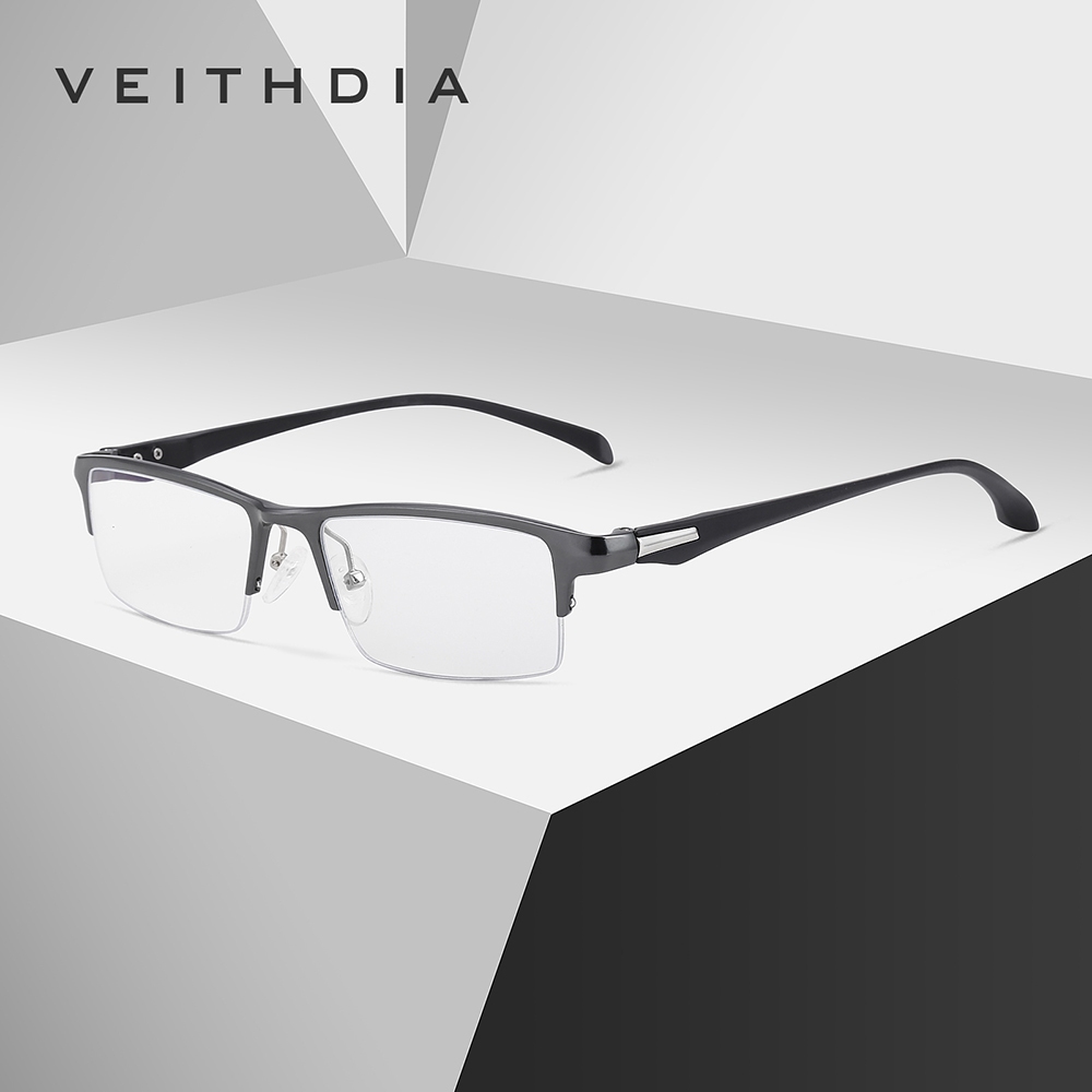VEITHDI Óculos De Alumínio De Liga De Magnésio Meia Armação Luz Azul anti-Minimalistas Quadrados Masculinos Conforto Comercial 8777 - Fashion Accessories