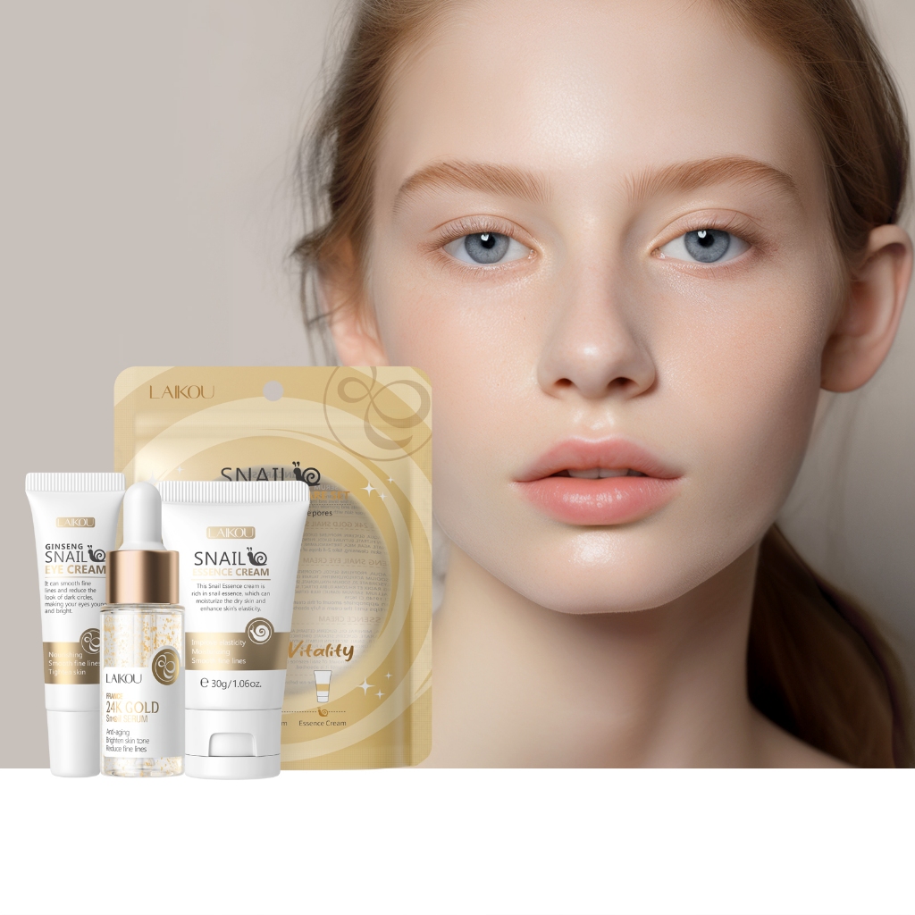 LAIKOU Conjunto De Cuidados Com A Pele Revitalizante De Caracol 3pcs Kit De Viag
