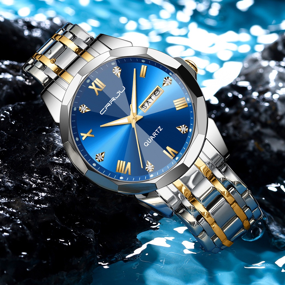 Relógio Masculino Original CRRJU Nova Marca De Moda Ponteiros Luminosos De Aço Inoxidável Discagem Simples Casual Empresarial Quartzo À Prova D'água 5023 XS · foto 2