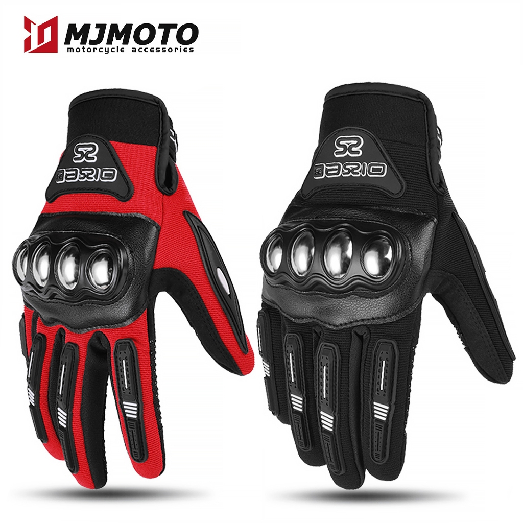 Luvas De Motocicleta Verão Respirável Dedo Cheio Das Mulheres Dos Homens Ciclismo Escudo De Aço Inoxidável Couro Do Plut