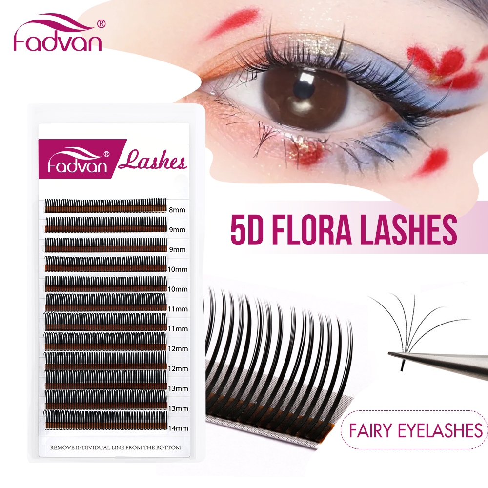 FADVAN 5D Pestanas Flora Easy Fan Indivudual Spike Eyelash Extensões De Pré-Fabricadas Volume Ventiladores Wispy Lash 12 Linhas em Oferta na Shopee