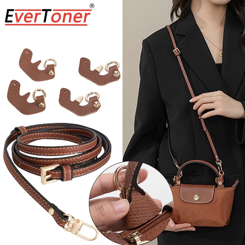 EverToner 1 Conjunto De Alça De Bolsa Para Longchamp Mini Ombro De Couro Sem Perfuração Transformação Crossbody Acessóri
