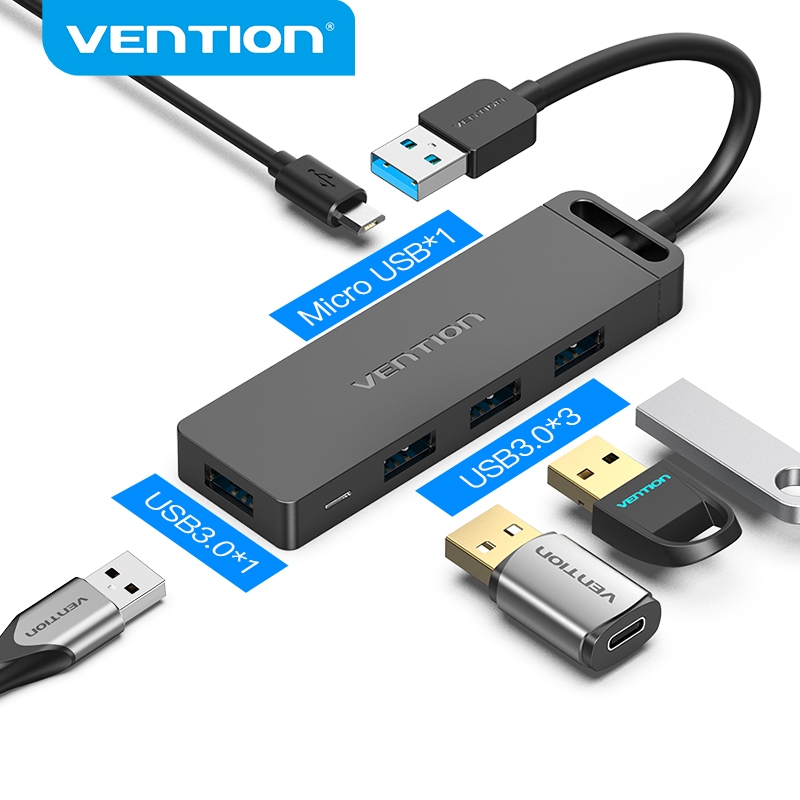 Vention USB 3.0 HUB Adaptador de 4 Portas Multi USB Mirco B C/Enegia Splitter OTG de Alta Velocidade para Macbook PC Acessórios de Computador Adaptador