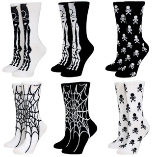 Nova Personalidade Casual Meias Terror Halloween Cosplay Longas Preppy Europeu E Americano Rua Skate Casal em Oferta na Shopee