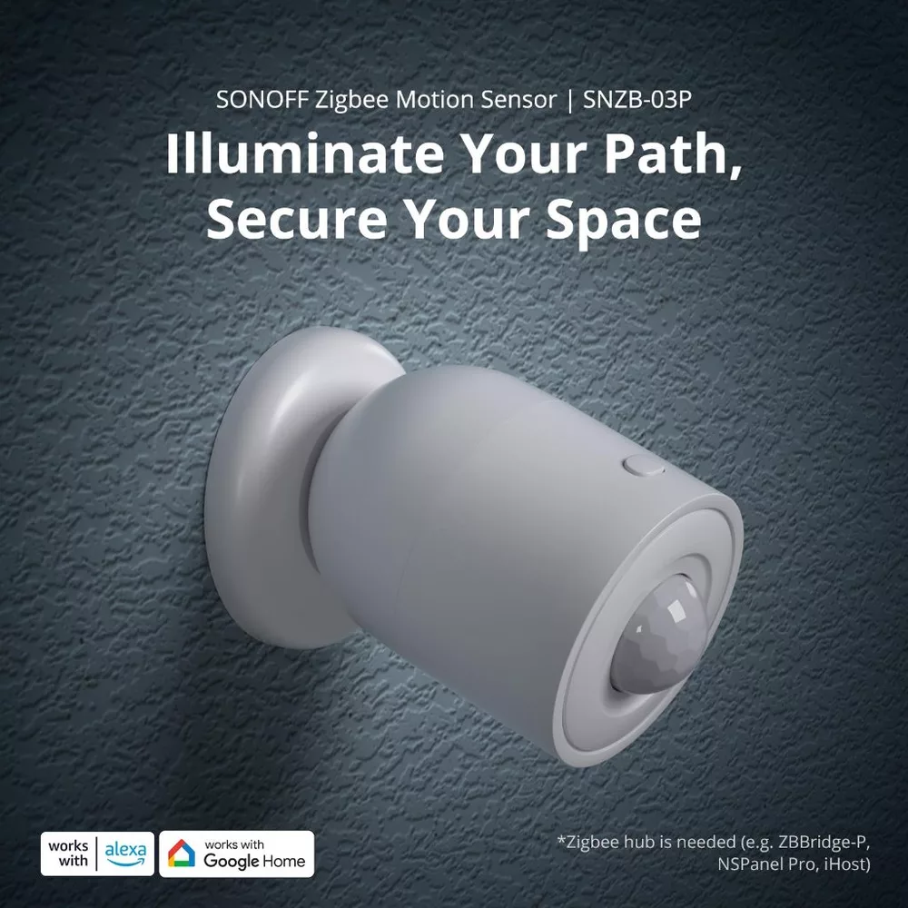 SONOFF SNZB-03P Zigbee Sensor De Movimento Detecção De Luz De Segurança Doméstica Ligação De Cena Inteligente Local via eWeLink APP Alexa Google