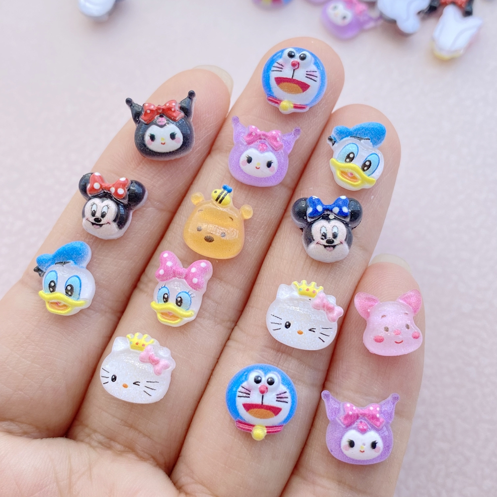 Venda a Quente Decorações de Manicure Decorações de Manicure Brilhante e Bonitinho Disney Cartoon Animal 3D Tamanho Pequeno Multicolor DIY 50 Peças