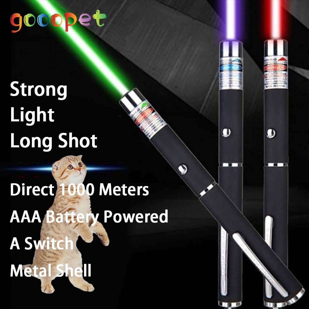 gooopet Grande Angular 1 Pcs 5 Mw De Alta Potência Ponteiro Lazer Vermelho Azul Verde Laser A Vista De Luz Caneta Poderoso Venda Quente Caneta laser Brinquedos para gatos Acessórios Animais de Estimação Animais Domésticos leiser Acessório pra gato