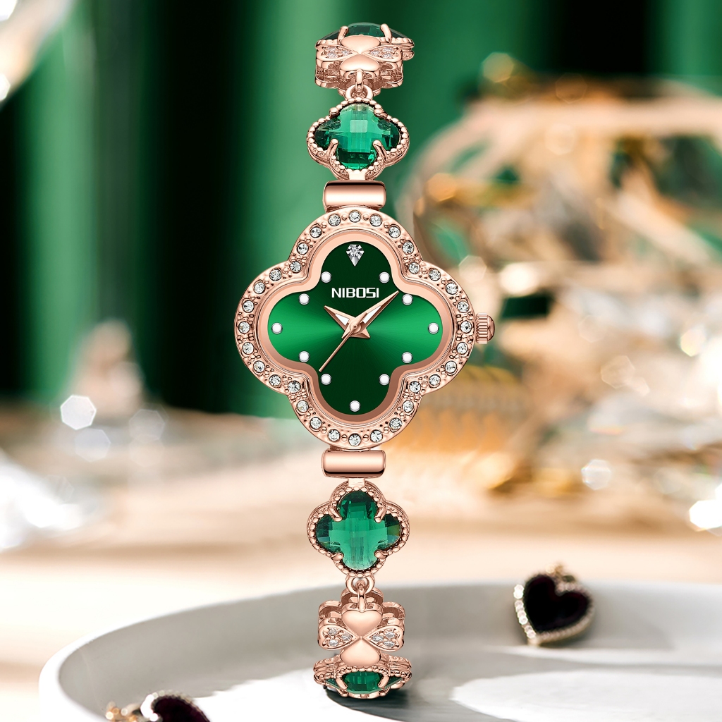 NIBOSI Relógio De Luxo De Quatro Folhas Clover Estrela Cheia Decorado Para Mulheres Com Diamante em Oferta na Shopee