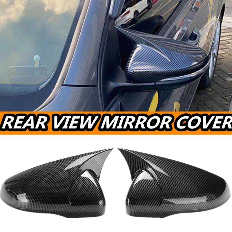 Para Volkswagen VW Passat B7 CC Scirocco MK3 Jetta MK6 EOS 2012-2018 Capa Retrovisor Espelho Retrovisor Espelhos Laterais Capa Do Espelho De Visão Lateral Preto Brilhante / Olhar De Fibra De Carbono Chifre de Estilo M Tampa Seta