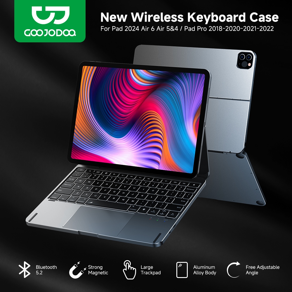 GOOJODOQ Novo Teclado Magnético 2024 Com Caixa Bluetooth 5.2 Ângulo Ajustável Para iPad AIr4 5 AIr6 Pro 11 - Computers & Accessories
