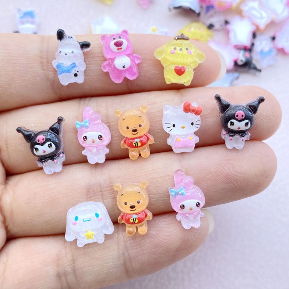 Saco de Carne Sanrio Novo Estilo Manicure Acessórios de Decoração Pudim Cão Brilhante Resina Padrão de desenho animado Kuromi Melody 3D DIY 30 Peças em Oferta na Shopee