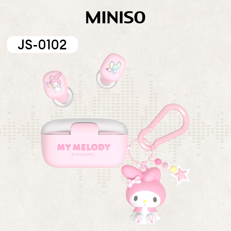 Miniso × Sanrio JS-0102 Fones De Ouvido Sem Fio Semitransparentes Bluetooth HIFI Stereo Sound Quality Redução Inteligente De Ruído