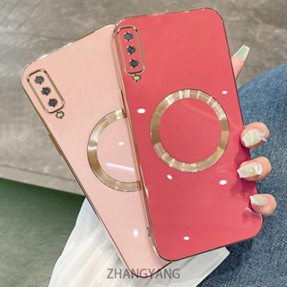 Samsung A7 2018 A50 A70 A30S A50S A750 Estojo De silicone Galvanizado TPU Telefone Com Simples Macio De Sucção Magnética em Oferta na Shopee