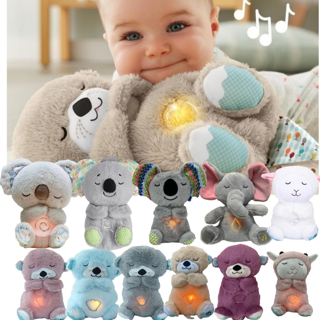 Urso Que Respira Fisher Price Lontras Brinquedos Para Dormir,35cm Brinquedos para Bebés de Respiração Automática, Musical Brinquedos de Pelúcia de Respiração Realista,Koala Musical Cuddly Toy Com Movimentos