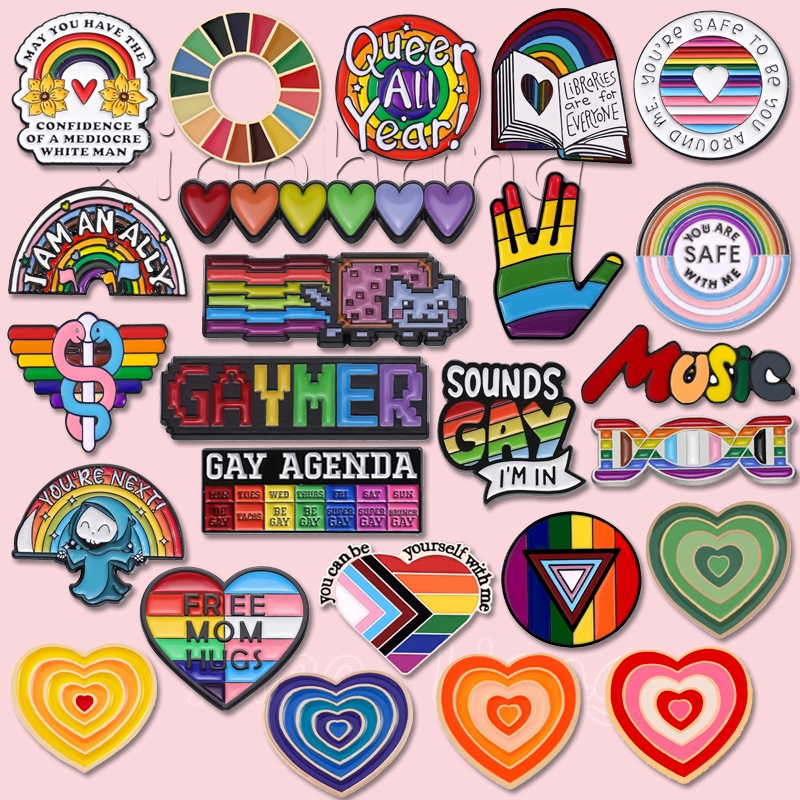 Pin Pins Esmalte Arco-Íris Colorido Asexual Bissexual Broches Criativos LGBT Pride Rainbows Broche Crachás Lapela Metal Jóias Acessórios Gift em Oferta na Shopee