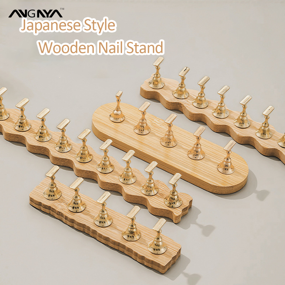 Expositor De Arte De Unhas ANGNYA Suporte Antiderrapante Base De Madeira Aço Porta -