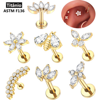 SWANJO Brinco De Titânio Piercing Cross Flower Stud Piercing Helix Tragus em Oferta na Shopee