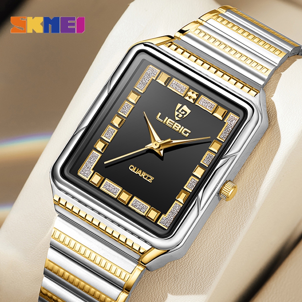 Relógio De Quartzo Skmei x LIEBIG Moda E Requintado 3ATM À Prova D'água Para Homens Mulheres Discador Flash Diamante L1050