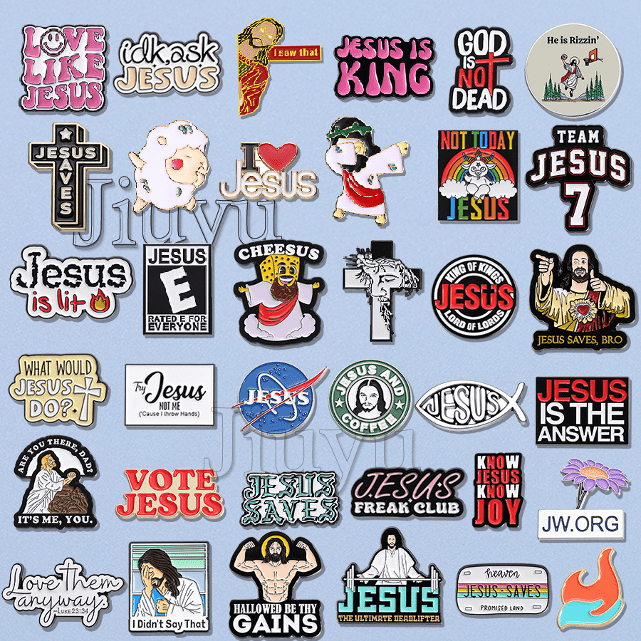 78 Estilos Série Jesus Esmalte Pin Broches Cartoon Deus Abençoe Você É A Resposta Crachás Broche Acessórios Presente Para Cristão