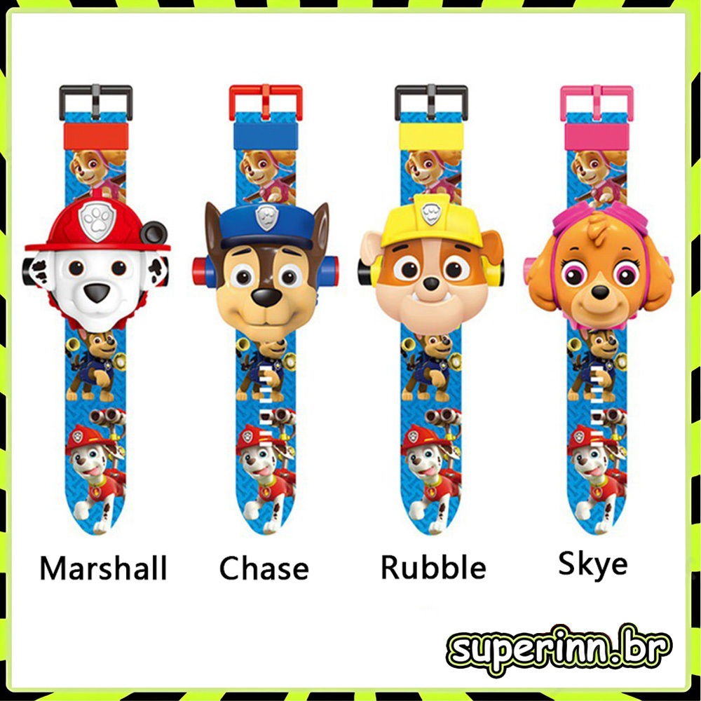 Perseguição, Marshall, Rubble, Skye Dog Patrol Luminous Projection Watch
