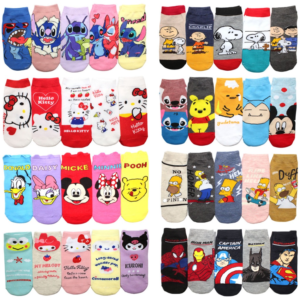 5 Pares De Meias De Barco De Coleção De anime cartoon Para Homens Confortáveis E Respiráveis Engraçadas De hip hop