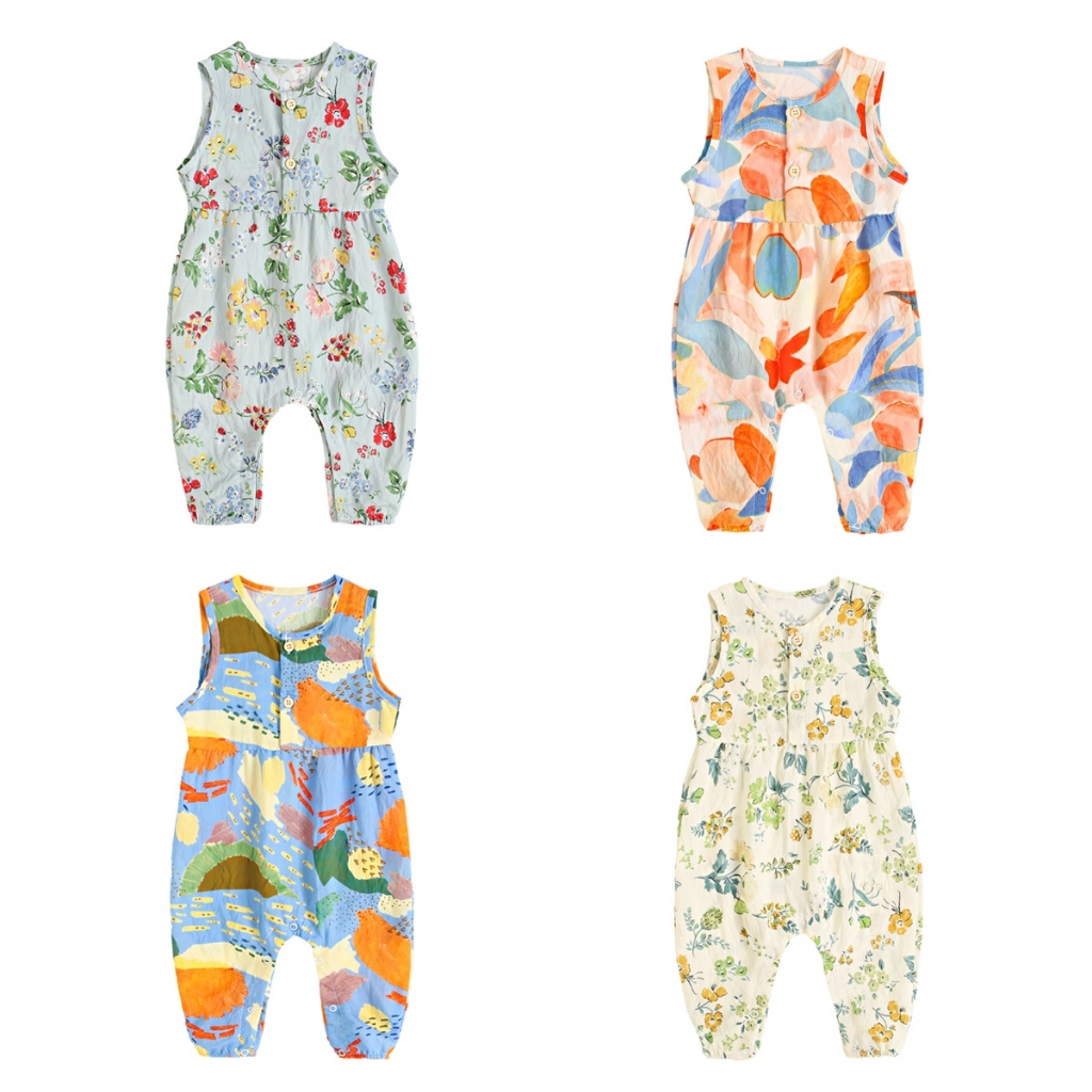 Sanlutoz Macacão  Meninas Infantil Floral Meninas Macacão Verão Sem Mangas Casual