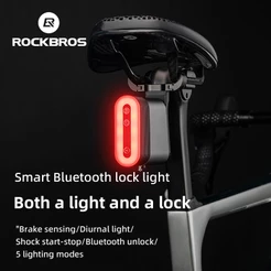 Bicicleta ROCKBROS Luz Traseira Com Trava Bluetooth Inteligente À Prova D'água TYPE-C De Freio MTB Para De Estrada