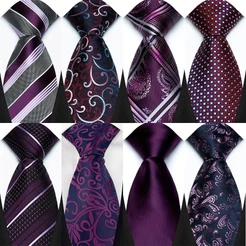 Gravatas Masculinas De Luxo De 8 Cm Xadrez Listras Sólidas Cor Roxa Escura Vestido Clássico Gravata Corbatas De Negócios