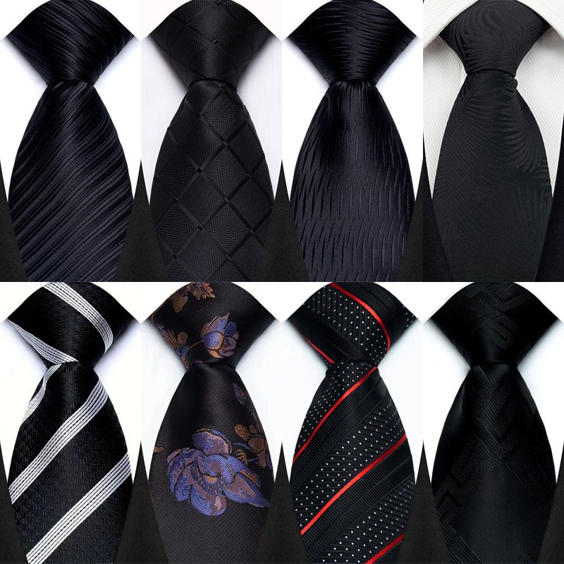 Gravatas Masculinas De Luxo De 8 Cm Listras Sólidas Ponto Cor Preta Vestido Clássico Formal Gravata Corbatas De Negócios